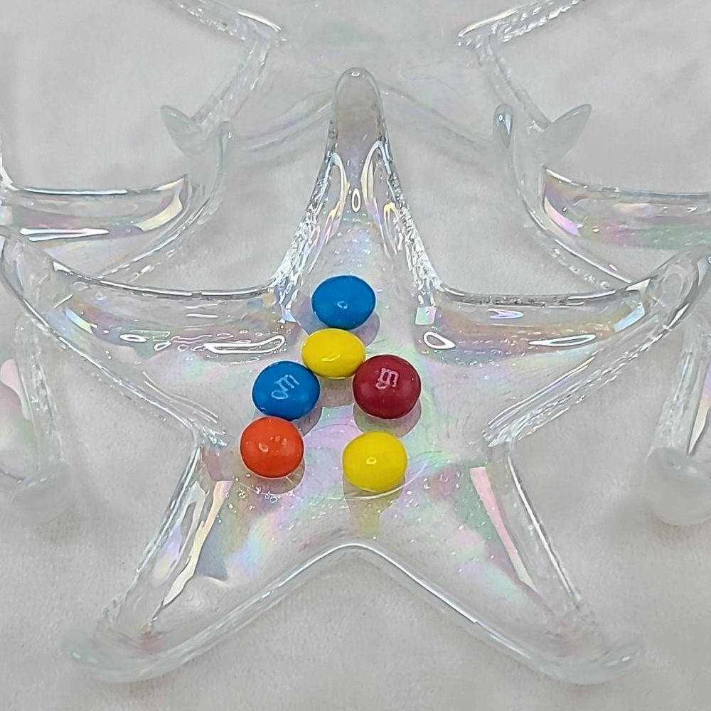 Akcam (4) Vintage Iridescent Starfish Appetizer/Tidbit Dishes Handmade in Turkey - Picture 3 of 17